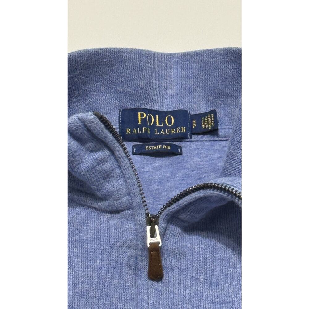 Polo Ralph Lauren Mens Small Blue 1/4 Zip Estate Rib Pullover Mock Neck Preppy - Picture 9 of 11